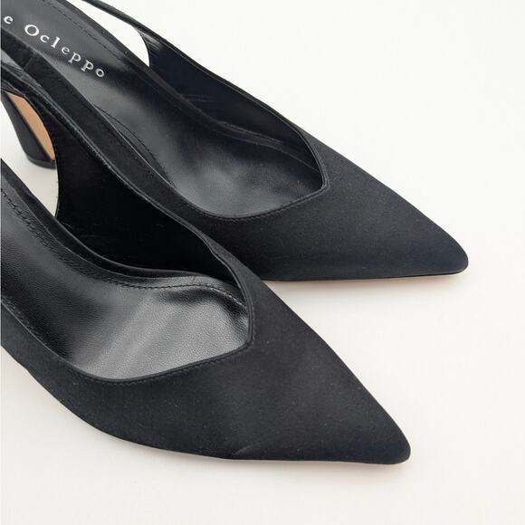 Dee Ocleppo Austin Pointed Toe Heels Pump Women's Black Satin Size US7 EU38 - Picture 7 of 11